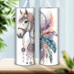 [20oz Insulated Horse Travel Tumbler] 1pc Bohemian Style Horse 20oz Insulated Travel Tumbler with Lid and Straw, 3D Print Stainless Steel Slim Cup, Reusable, Hand Wash Only, Ideal for Home Kitchen, Christmas, Halloween, Thank