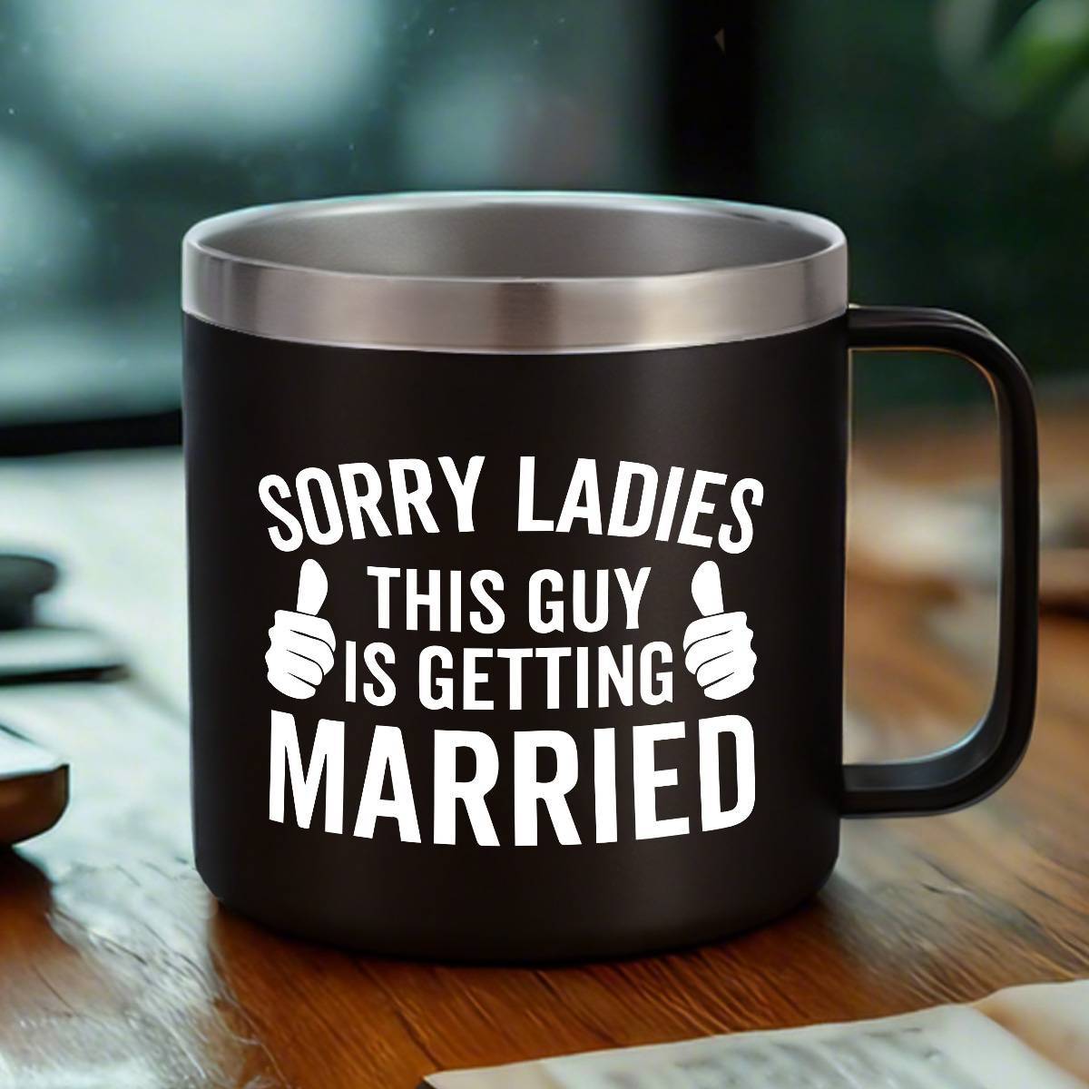 Insulated Ice Coffee Cup Handle Lid Travel Tumbler Cup Heavy Mug Gifts for Adult Men Him Male Guys Husband Hubby Groom To Be Wedding Day Engagement Engaged Bachelor Party Prensent