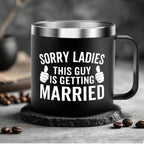 Insulated Ice Coffee Cup Handle Lid Travel Tumbler Cup Heavy Mug Gifts for Adult Men Him Male Guys Husband Hubby Groom To Be Wedding Day Engagement Engaged Bachelor Party Prensent