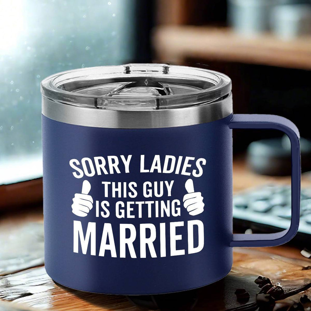 Insulated Ice Coffee Cup Handle Lid Travel Tumbler Cup Heavy Mug Gifts for Adult Men Him Male Guys Husband Hubby Groom To Be Wedding Day Engagement Engaged Bachelor Party Prensent