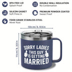 Insulated Ice Coffee Cup Handle Lid Travel Tumbler Cup Heavy Mug Gifts for Adult Men Him Male Guys Husband Hubby Groom To Be Wedding Day Engagement Engaged Bachelor Party Prensent