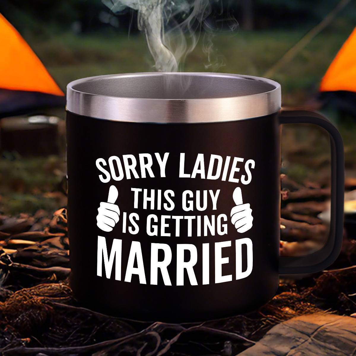 Insulated Ice Coffee Cup Handle Lid Travel Tumbler Cup Heavy Mug Gifts for Adult Men Him Male Guys Husband Hubby Groom To Be Wedding Day Engagement Engaged Bachelor Party Prensent