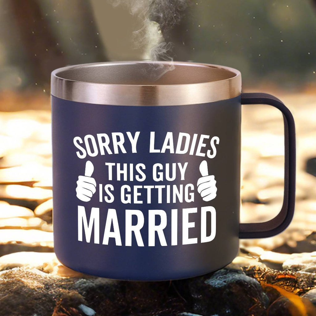 Insulated Ice Coffee Cup Handle Lid Travel Tumbler Cup Heavy Mug Gifts for Adult Men Him Male Guys Husband Hubby Groom To Be Wedding Day Engagement Engaged Bachelor Party Prensent