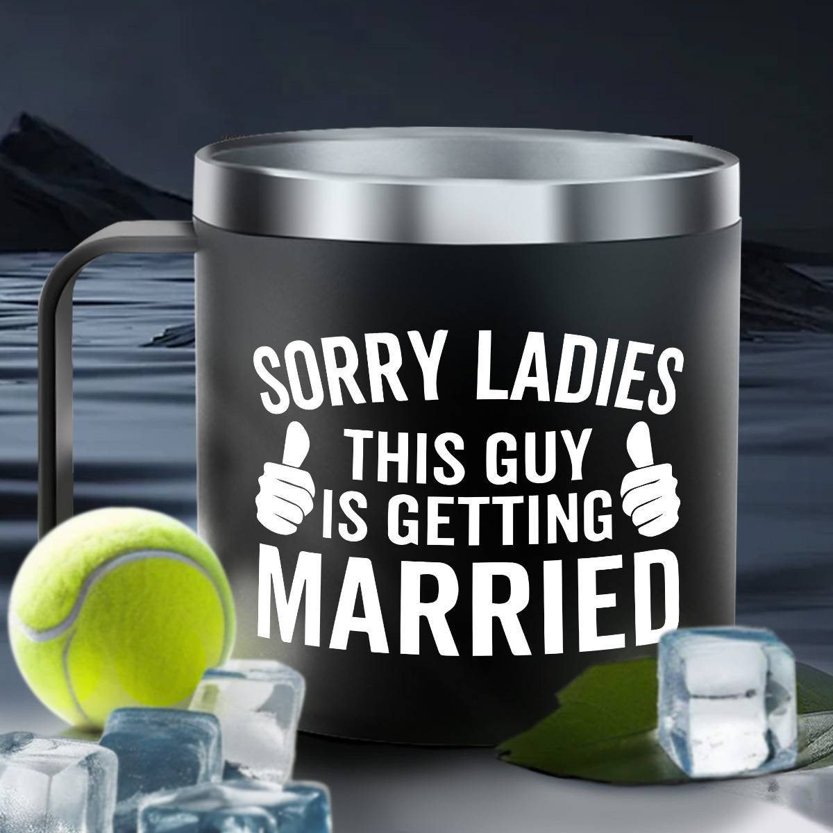 Insulated Ice Coffee Cup Handle Lid Travel Tumbler Cup Heavy Mug Gifts for Adult Men Him Male Guys Husband Hubby Groom To Be Wedding Day Engagement Engaged Bachelor Party Prensent