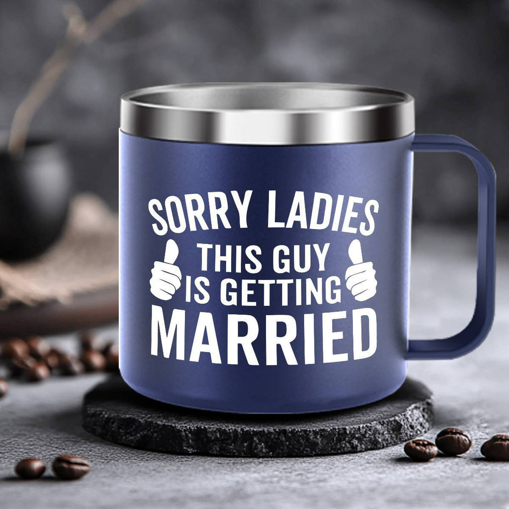 Insulated Ice Coffee Cup Handle Lid Travel Tumbler Cup Heavy Mug Gifts for Adult Men Him Male Guys Husband Hubby Groom To Be Wedding Day Engagement Engaged Bachelor Party Prensent