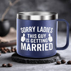 Insulated Ice Coffee Cup Handle Lid Travel Tumbler Cup Heavy Mug Gifts for Adult Men Him Male Guys Husband Hubby Groom To Be Wedding Day Engagement Engaged Bachelor Party Prensent
