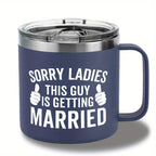 Insulated Ice Coffee Cup Handle Lid Travel Tumbler Cup Heavy Mug Gifts for Adult Men Him Male Guys Husband Hubby Groom To Be Wedding Day Engagement Engaged Bachelor Party Prensent