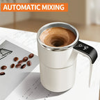 Automatic Magnetic Auto Stirring Cup, Temperature Display Travel Tumbler Car Cup For Milk Chocolate Mocha, Creamy White