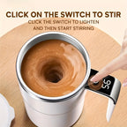 Automatic Magnetic Auto Stirring Cup, Temperature Display Travel Tumbler Car Cup For Milk Chocolate Mocha, Creamy White