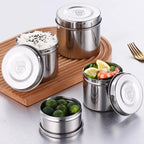201 Stainless Steel Food Storage Tank With Lid Sealed Tea Container Canteen Portable Organizer Bottle Jar Sundries Storage Box