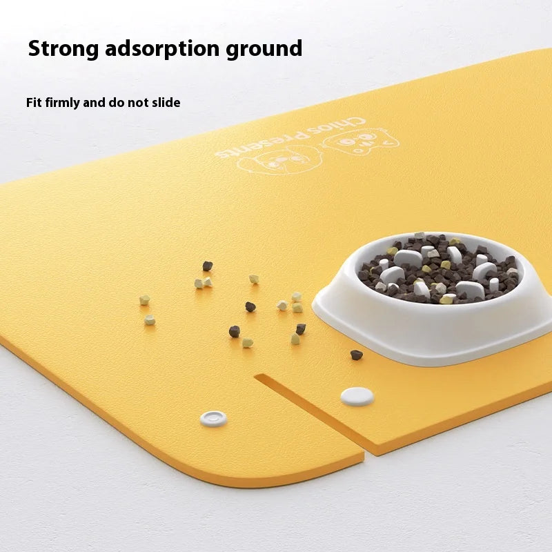 Leather Pet Placemat, Cat Bowl Mat, Semi-enclosed Thickened Anti-slip, Waterproof and Oil-proof Cat and Dog Mat