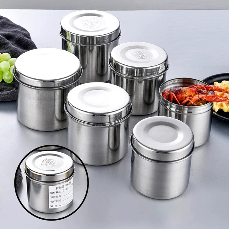 201 Stainless Steel Food Storage Tank With Lid Sealed Tea Container Canteen Portable Organizer Bottle Jar Sundries Storage Box