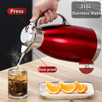 2L Coffee Thermos 316 Stainless Steel Vacuum Flasks Large Capacity Insulated Hot Water Bottle Cold Retention Tea Jug