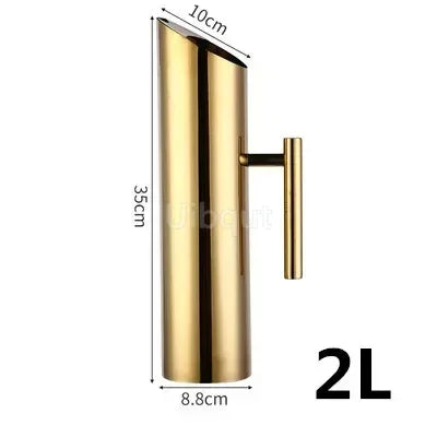 Golden gold Stainless Steel Ice Cold Freeze Water Pot Kettle wine BEER JAR Bar Fruit Juice Pitchers Red Wine Divider Containers