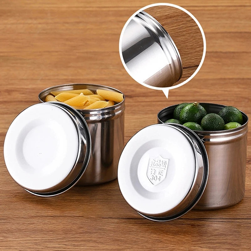 201 Stainless Steel Food Storage Tank With Lid Sealed Tea Container Canteen Portable Organizer Bottle Jar Sundries Storage Box