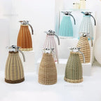 2L Rattan Insulation Pot Tea Coffee Thermos Stainless Steel Liner Vacuum Insulation Bottle Household Large Capacity Thermos WW