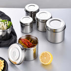 201 Stainless Steel Food Storage Tank With Lid Sealed Tea Container Canteen Portable Organizer Bottle Jar Sundries Storage Box