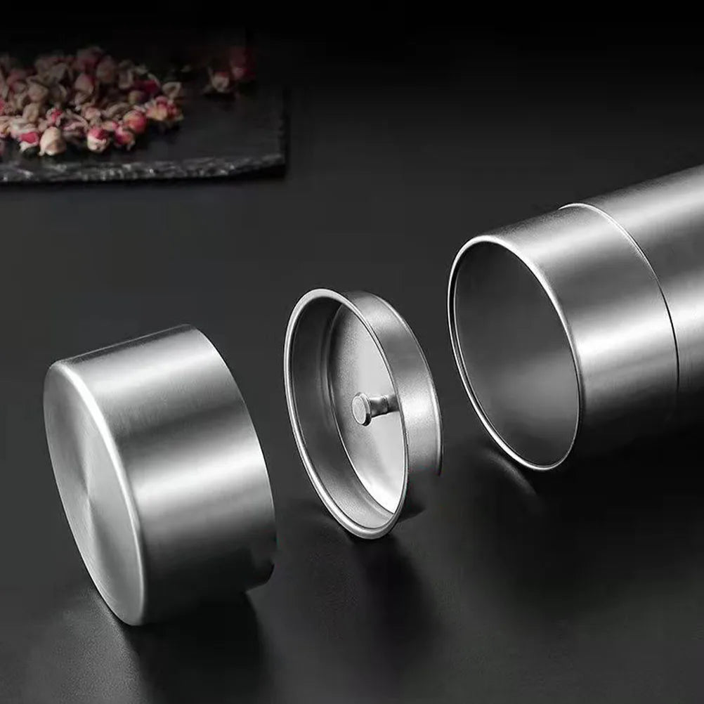 Double Lid Airtight Stainless Steel Tea Jar Sealed Storage Container Food Packaging Canister Candy Snack Box Coffee Cookie