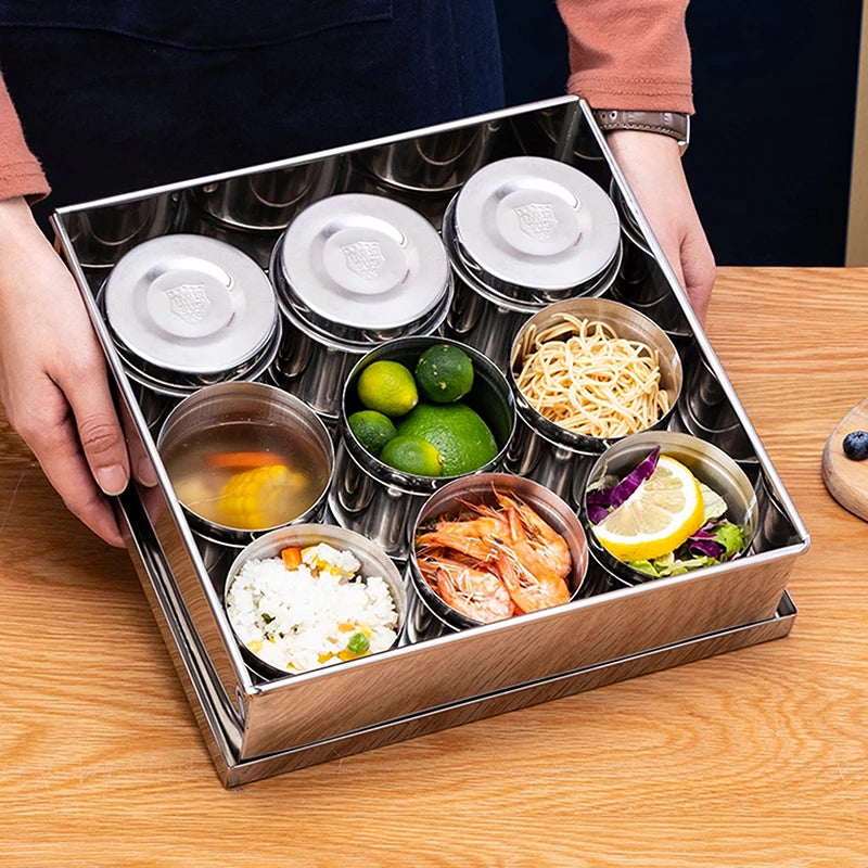 201 Stainless Steel Food Storage Tank With Lid Sealed Tea Container Canteen Portable Organizer Bottle Jar Sundries Storage Box