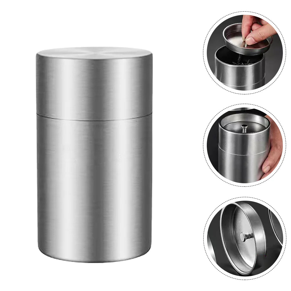 Double Lid Airtight Stainless Steel Tea Jar Sealed Storage Container Food Packaging Canister Candy Snack Box Coffee Cookie