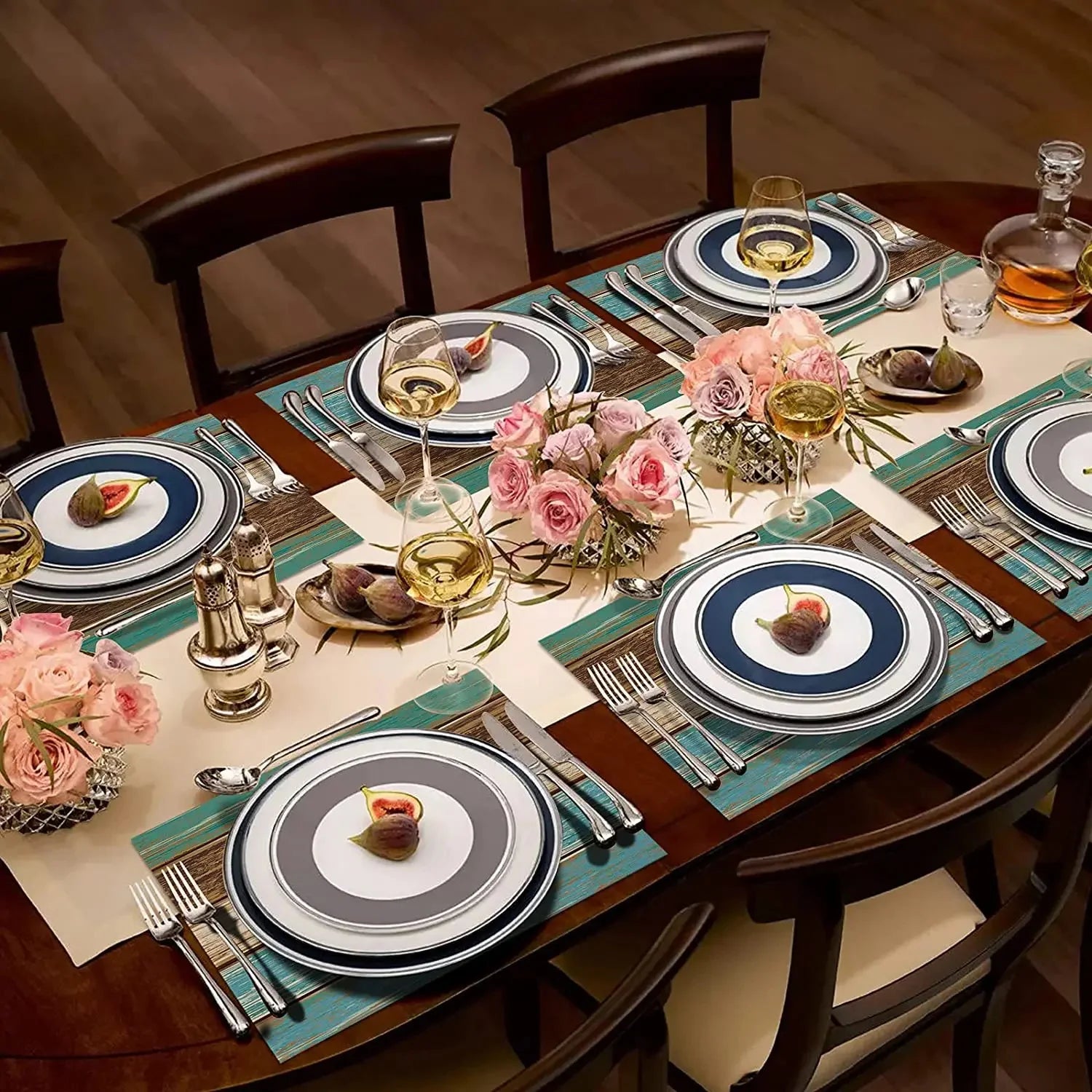 Placemats Set of 4, Retro Rustic Barn Wood Texture Linen Resistant Table Mats Decoration for Kitchen Dining Table