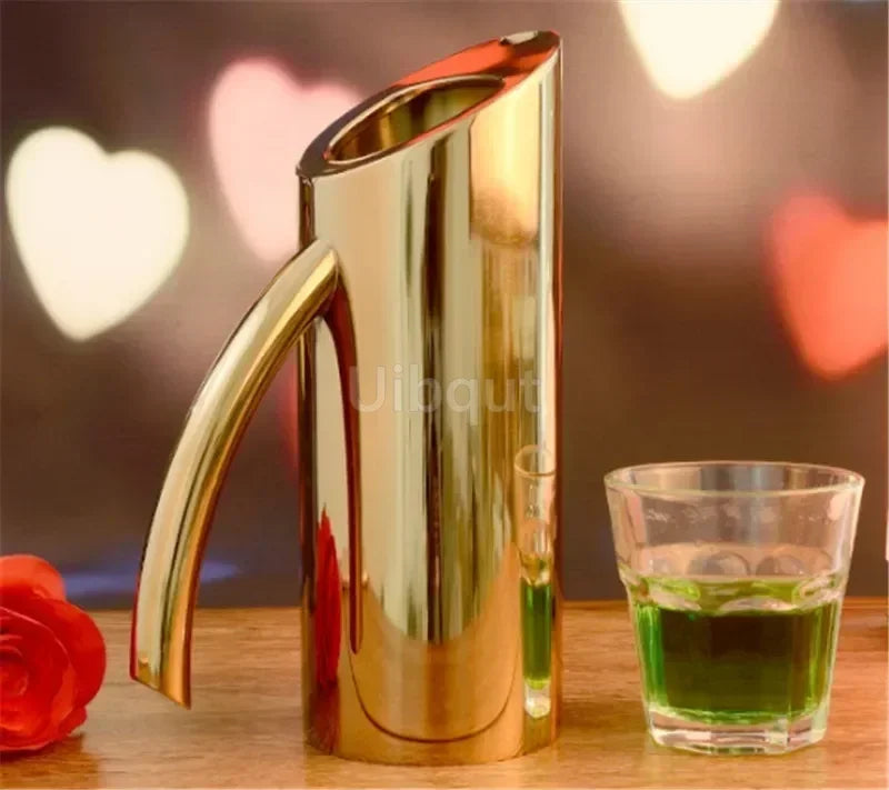 Golden gold Stainless Steel Ice Cold Freeze Water Pot Kettle wine BEER JAR Bar Fruit Juice Pitchers Red Wine Divider Containers