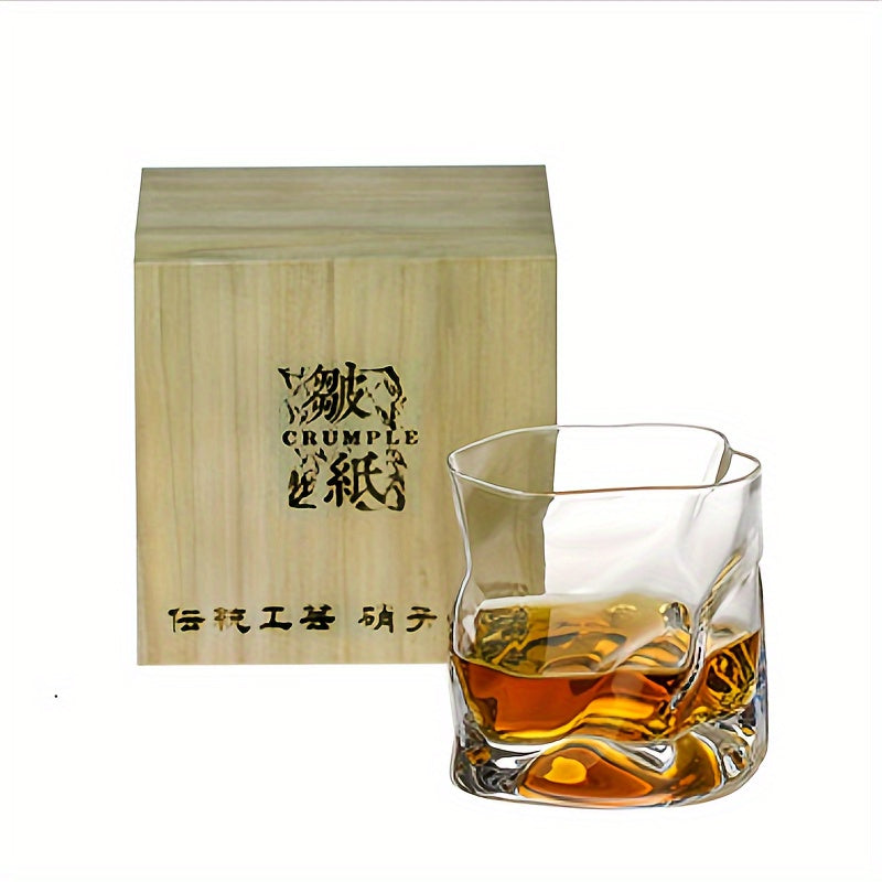 1pc Edo Design Whiskey Glass - Unique Irregular Faceted Crystal Artwork, Clear Wine Glass, Whisky Tumbler, Cocktail Glass - Perfect for Bars, Pubs, Clubs, Restaurants, Home Use, Summer Gatherings, and Outdoor Events, Inspired