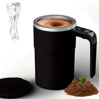 Automatic Magnetic Auto Stirring Cup, Temperature Display Travel Tumbler Car Cup For Milk Chocolate Mocha, Creamy White